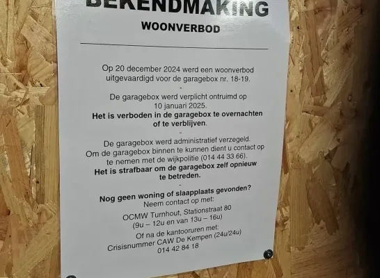 Bekendmaking stad Turnhout garageboxen ontruimd