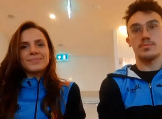 Hanne en Stijn Desmet shorttrack schaatsen