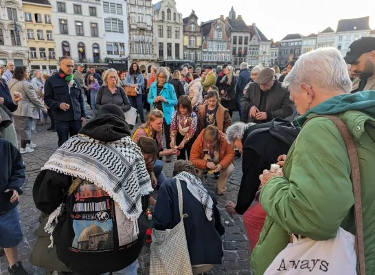 Stille wake voor slachtoffers in Gaza in Mechelen