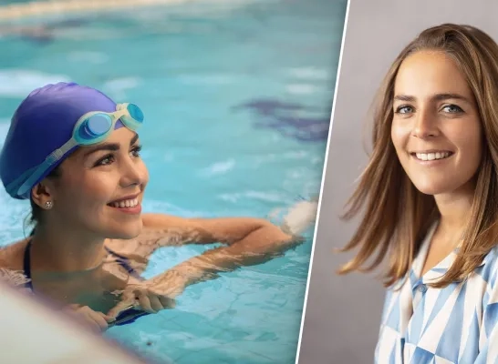 Jonge vrouw in zwembad en diëtiste Claudia Luysterborg