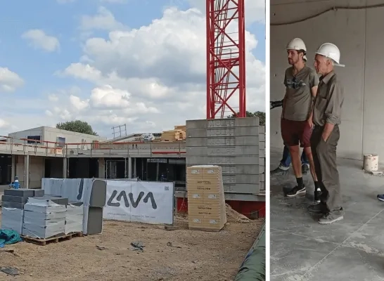 Inwoners op werfbezoek in toekomstig gemeenschapscentrum 't Gewent