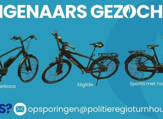 Politie Regio Turnhout is op zoek naar eigenaars van deze fietsen