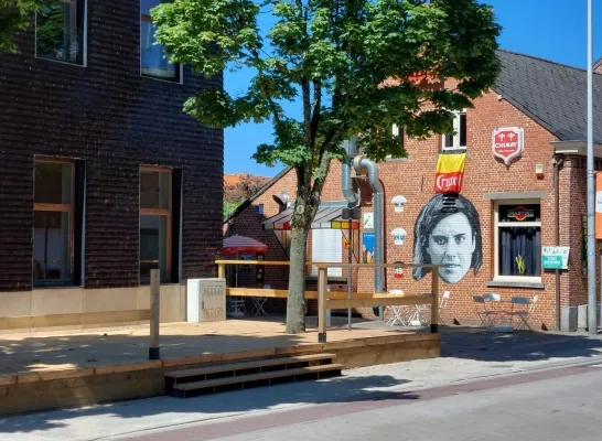 Sanne Cant Noorderwijk Café Welkom mural muurschildering veldrijden wielrennen