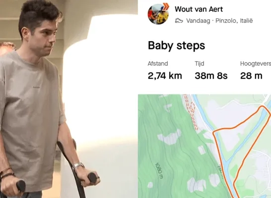 Wout van Aert wandeling Strava zware val Ronde van Spanje