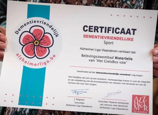 Dementievriendelijk zwembad Gielsbos certificaat