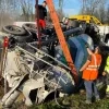 Gekantelde betonmixer in Heist-op-den-Berg