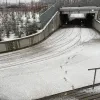 Sneeuw fiets- en voetgangerstunnel Mechelen