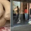 Kruiwagens vol vlees bij slagerij in Olen